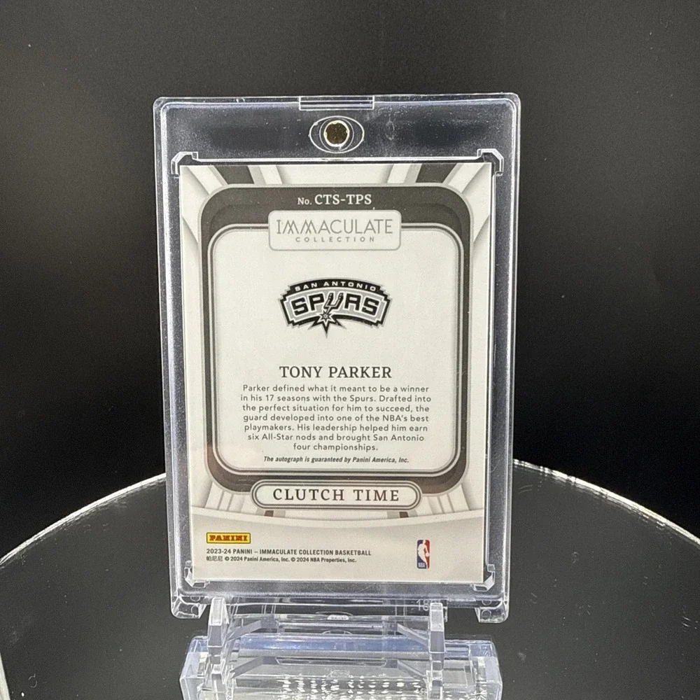 2023-24 Immaculate Tony Parker Clutch Time Signatures /99 Auto Spurs HOF